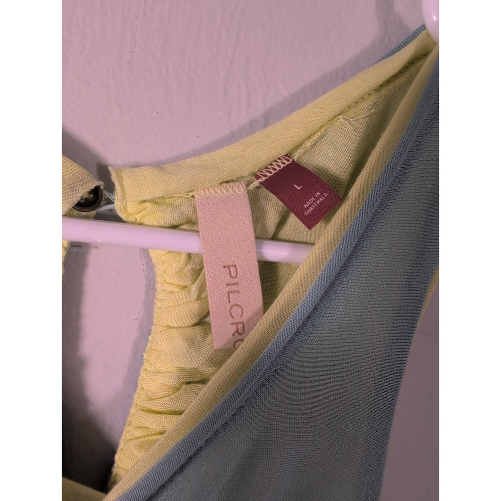 Pilcro Anthropologie Top Large Green Yellow Tank Ruched Reversible Halter New - Picture 5 of 9